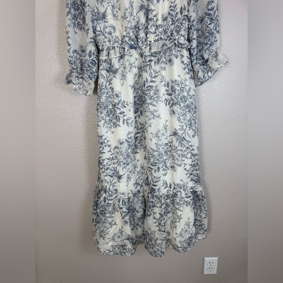 Anthropologie Moon River Blue Floral Ruffle Midi Dress size Small - Picture 14 of 14